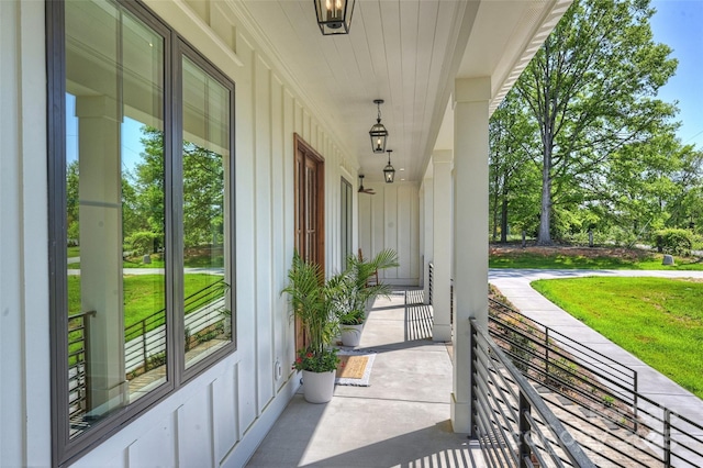 view of patio featuring a porch