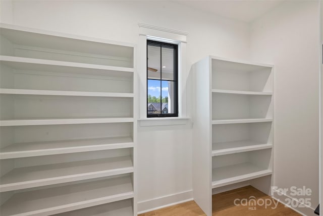 walk in closet featuring wood finished floors