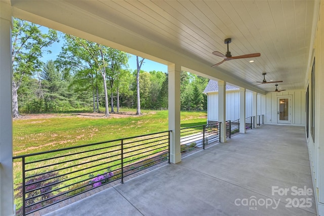 view of patio with a ceiling fan