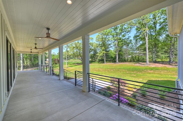 view of patio / terrace with a ceiling fan