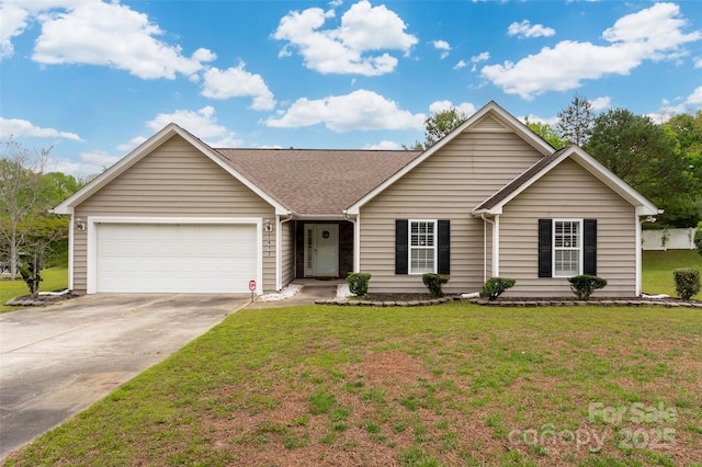 2412 Laura Dr, Charlotte, NC 28212 - ranch-style house with concrete driveway, a front lawn, and a garage