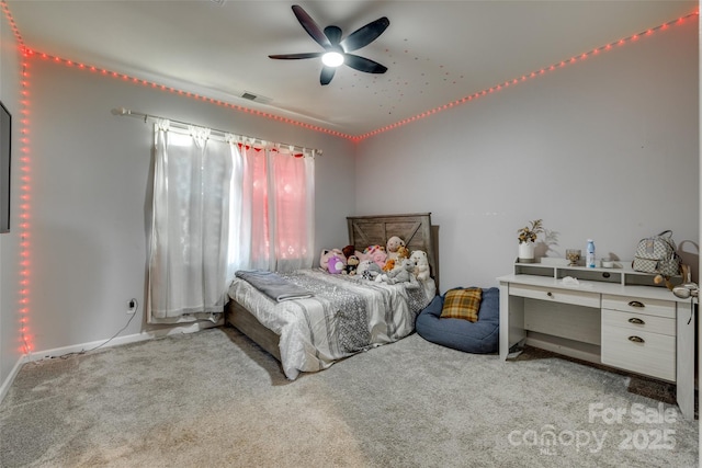 14925 Baldridge Dr, Huntersville, NC 28078 - bedroom with light carpet, baseboards, and a ceiling fan