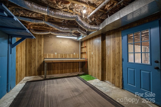 605 Hennessee St, Morganton, NC 28655 - unfinished below grade area featuring wooden walls