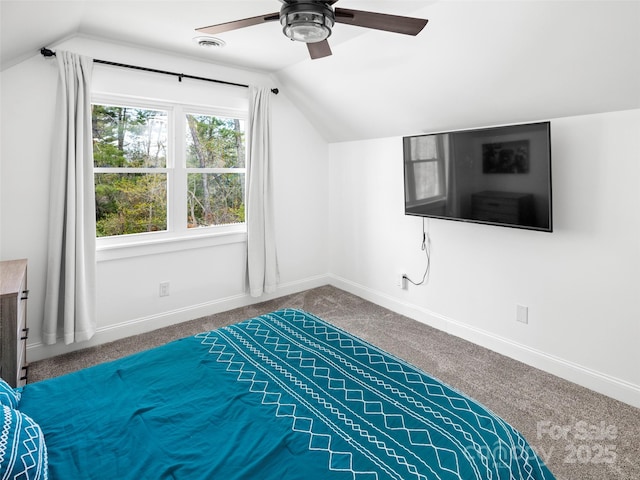 30 Gap Hill Dr, Fletcher, NC 28732 - unfurnished bedroom with carpet floors, vaulted ceiling, and a ceiling fan