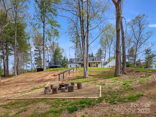 30 Gap Hill Dr, Fletcher, NC 28732 - view of yard featuring an outdoor fire pit