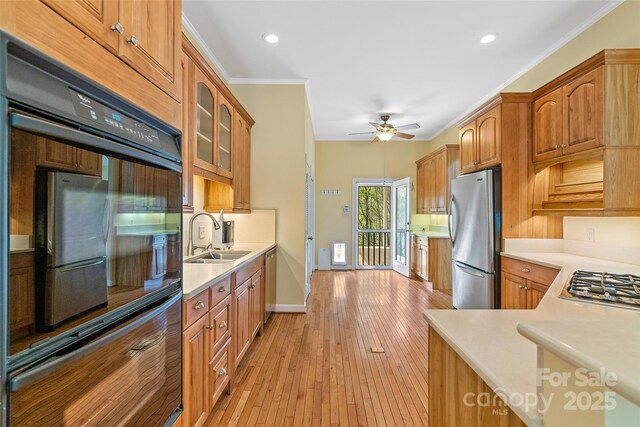80 Ivy Cove Rd, Fairview, NC 28730 - kitchen with stainless steel appliances, light countertops, a sink, and light wood-style floors