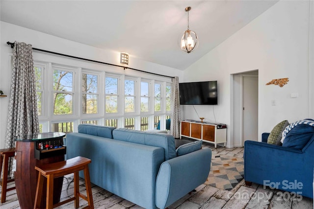 39 Tatham Rd, Hendersonville, NC 28792 - living area featuring high vaulted ceiling and wood finished floors