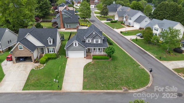 bird's eye view with a residential view