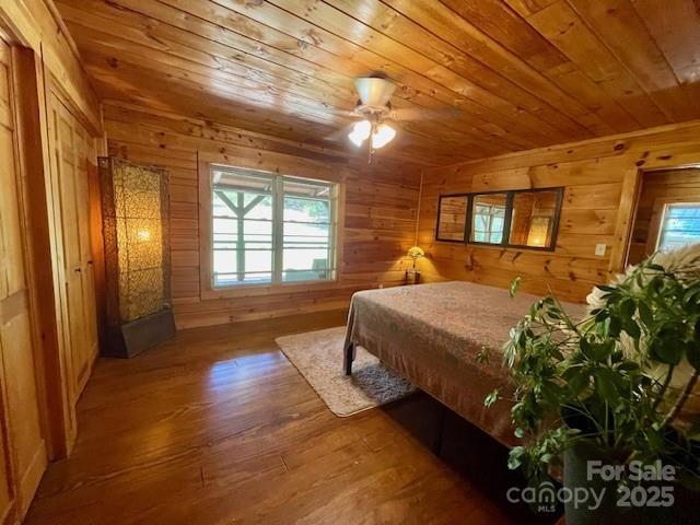926 Cross Creek Dr, Rutherfordton, NC 28139 - bedroom featuring wooden ceiling, wooden walls, and wood finished floors