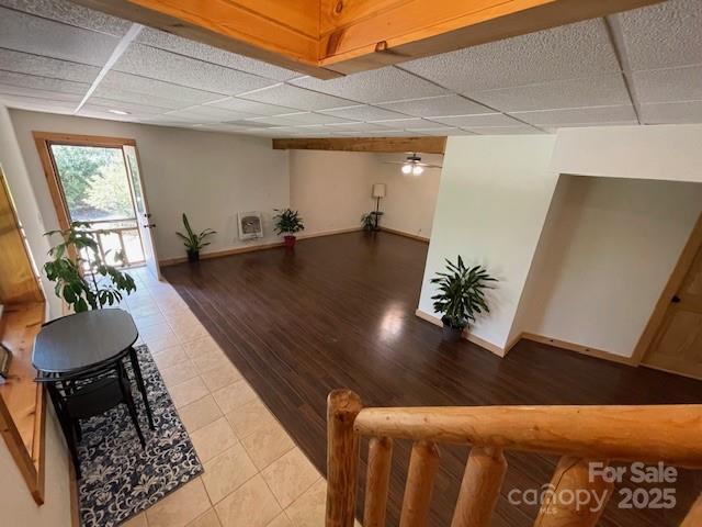 926 Cross Creek Dr, Rutherfordton, NC 28139 - interior space featuring a drop ceiling, baseboards, and light wood-style floors