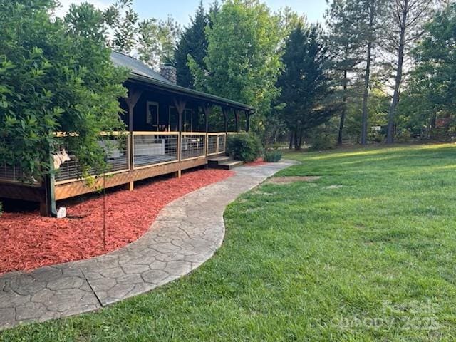 926 Cross Creek Dr, Rutherfordton, NC 28139 - view of green lawn featuring a wooden deck