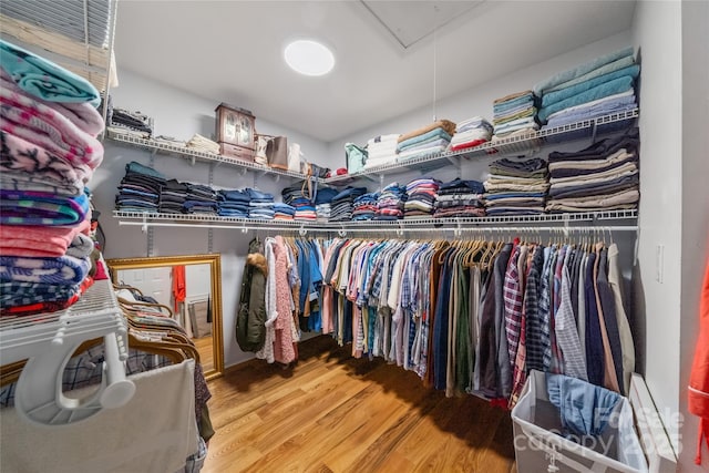 148 Broyles Rd, Hendersonville, NC 28791 - spacious closet with attic access and wood finished floors