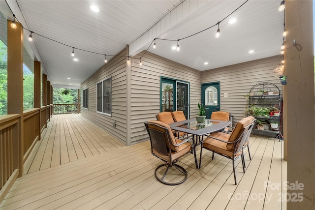 148 Broyles Rd, Hendersonville, NC 28791 - wooden terrace with outdoor dining area