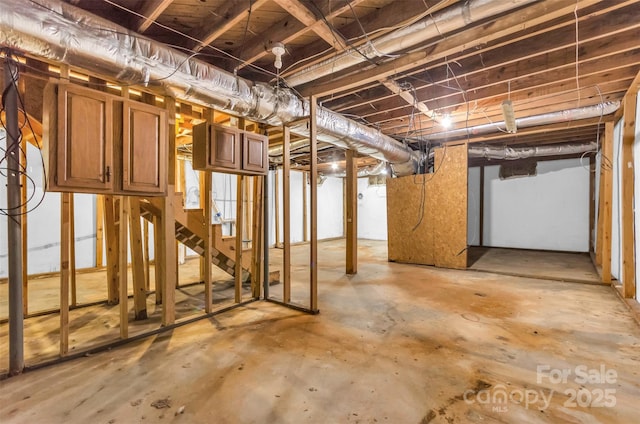 view of unfinished basement