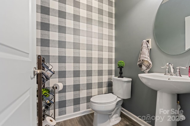 176 Jennymarie Rd, Mooresville, NC 28115 - bathroom featuring wood finished floors, baseboards, and toilet