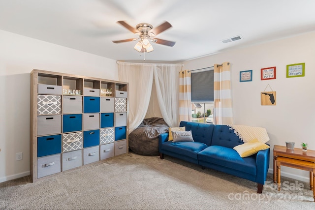 176 Jennymarie Rd, Mooresville, NC 28115 - living area with a ceiling fan, carpet, and baseboards