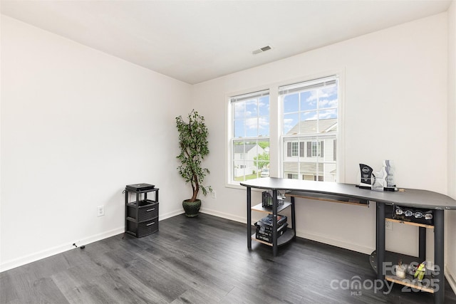 8424 Spirea Ct, Charlotte, NC 28215 - office area featuring dark wood-type flooring, visible vents, and baseboards