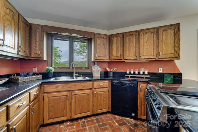 362 Cowan Valley Ests, Sylva, NC 28779 - kitchen featuring black dishwasher, a sink, stove, and brown cabinets