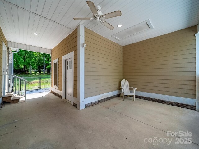 view of patio / terrace featuring a ceiling fan