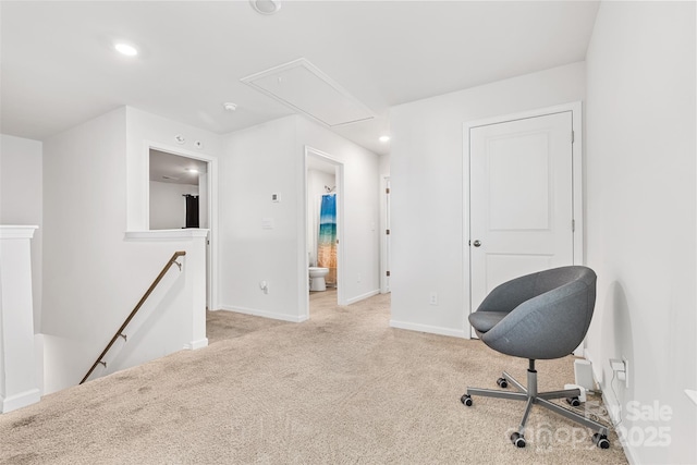2120 Redstone Dr, York, SC 29745 - carpeted office with attic access, baseboards, and recessed lighting