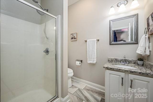 141 Culpeze Rd, Mooresville, NC 28117 - bathroom with baseboards, a stall shower, and marble finish floors