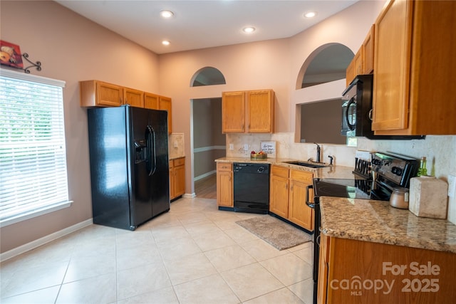 134 Walmsley Pl, Mooresville, NC 28117 - kitchen with black appliances, a healthy amount of sunlight, and a sink