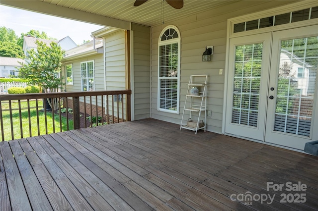 134 Walmsley Pl, Mooresville, NC 28117 - deck featuring a ceiling fan and french doors
