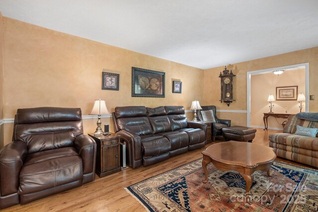 living room with light wood-style floors