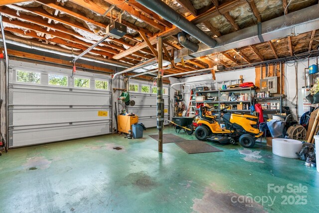 garage with a garage door opener