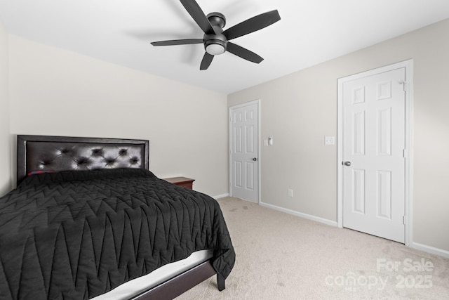14812 Stonegreen Ln, Huntersville, NC 28078 - bedroom featuring a ceiling fan, baseboards, and light carpet