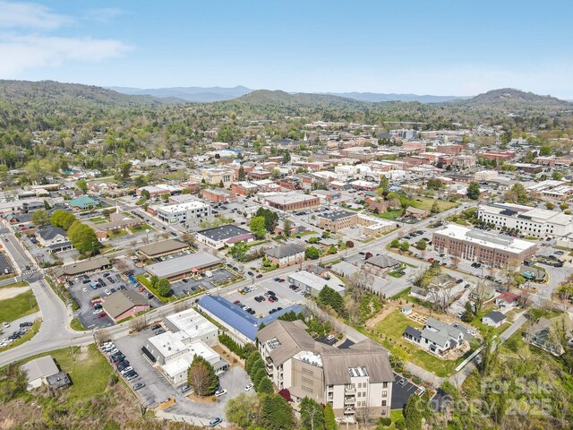 350 E Allen St Unit 201, Hendersonville, NC 28792 - aerial view of property and surrounding area featuring mountains
