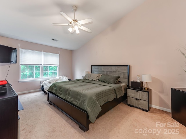 11719 Withers Mill Dr, Charlotte, NC 28278 - bedroom with baseboards, visible vents, lofted ceiling, and light colored carpet