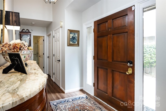 5128 Dunes Ct, Charlotte, NC 28226 - entrance foyer with dark wood-type flooring and baseboards