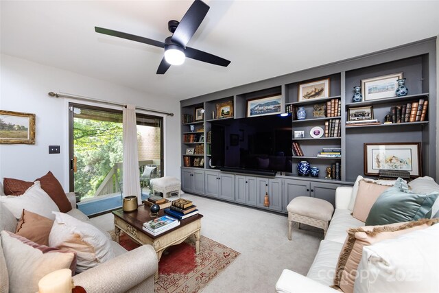 5128 Dunes Ct, Charlotte, NC 28226 - living room with light carpet and ceiling fan