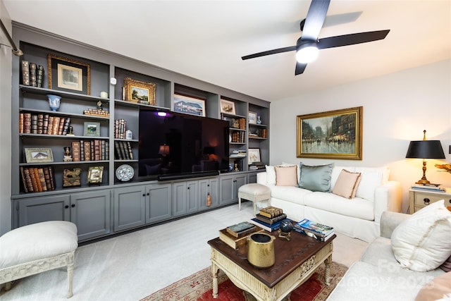 5128 Dunes Ct, Charlotte, NC 28226 - living area with light colored carpet and a ceiling fan