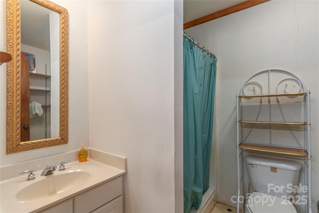 196 Timberline Dr, Maggie Valley, NC 28751 - bathroom with toilet, a stall shower, and vanity