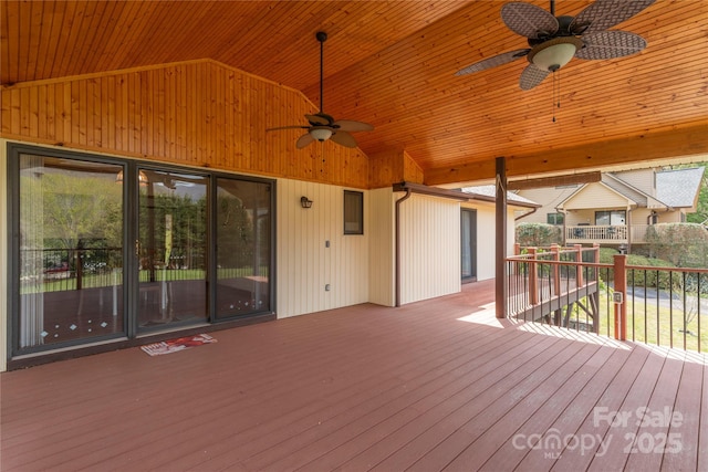 196 Timberline Dr, Maggie Valley, NC 28751 - wooden deck with ceiling fan