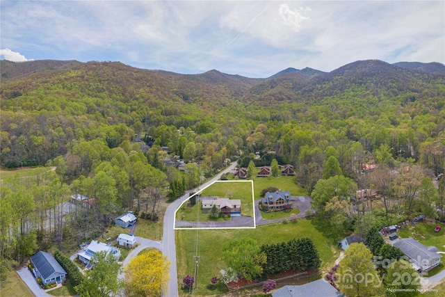 196 Timberline Dr, Maggie Valley, NC 28751 - drone / aerial view featuring a mountain view and a forest view