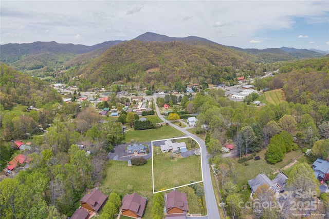 196 Timberline Dr, Maggie Valley, NC 28751 - aerial view with a wooded view, a mountain view, and a residential view