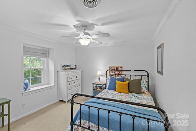 2418 Ainsdale Rd, Charlotte, NC 28226 - bedroom with crown molding, carpet flooring, baseboards, and ceiling fan