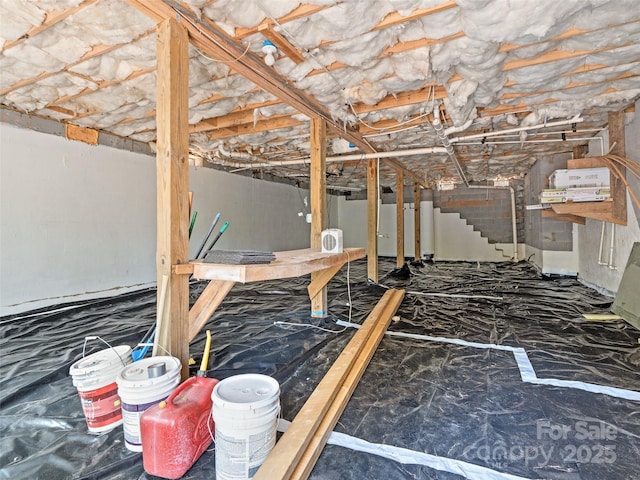 view of unfinished below grade area
