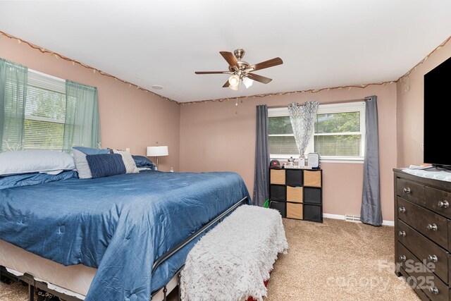 3603 Ken Mcentire Rd, Lawndale, NC 28090 - bedroom featuring light carpet, baseboards, and ceiling fan
