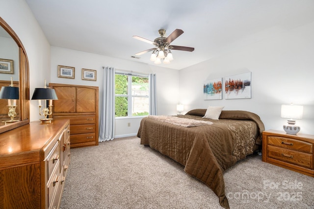 206 Carrington Pl, Arden, NC 28704 - bedroom featuring visible vents, ceiling fan, baseboards, and light carpet