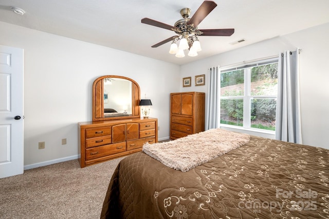 206 Carrington Pl, Arden, NC 28704 - carpeted bedroom featuring a ceiling fan, visible vents, and baseboards
