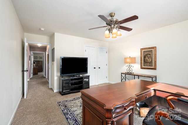 206 Carrington Pl, Arden, NC 28704 - office space with a ceiling fan, baseboards, and light carpet