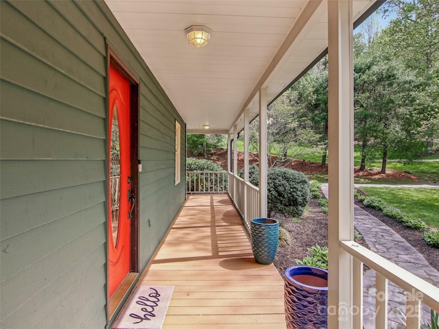 deck featuring a porch