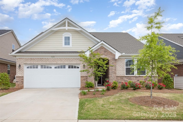 3618 Marchers Trace Dr, Mint Hill, NC 28227 - view of front of property with stone siding, driveway, roof with shingles, and a front lawn