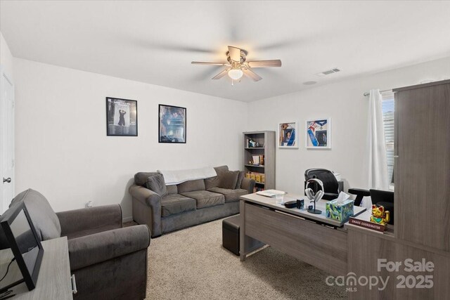 2739 Golden Rose Ln, Charlotte, NC 28216 - living area featuring ceiling fan and carpet