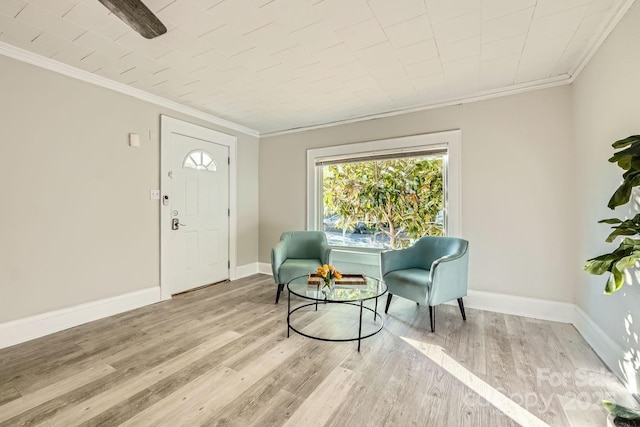 828 Richard Ave, Kannapolis, NC 28081 - sitting room featuring baseboards, wood finished floors, and ornamental molding