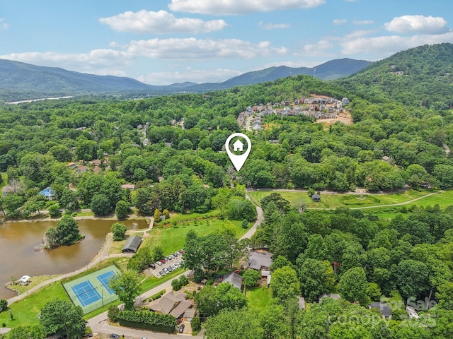 416 S Cherokee Ave, Black Mountain, NC 28711 - drone / aerial view of a water and mountain view and a forest